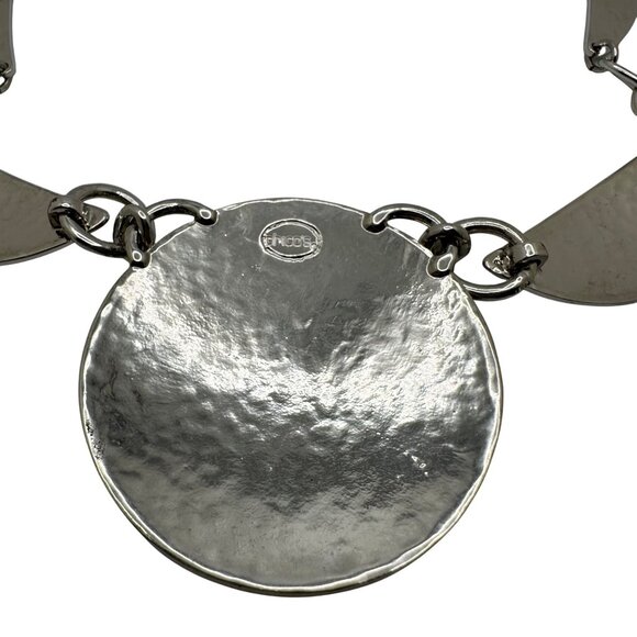 Chico's Necklace Jewlery Silver Tone Medalion 22" Hammered Finish Adjustable - Picture 2 of 9